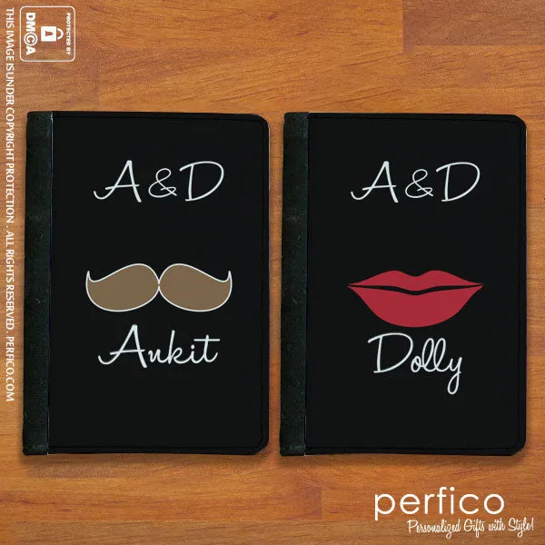 Red Lips and Moustache © Personalized Passport Cover and Holder Set