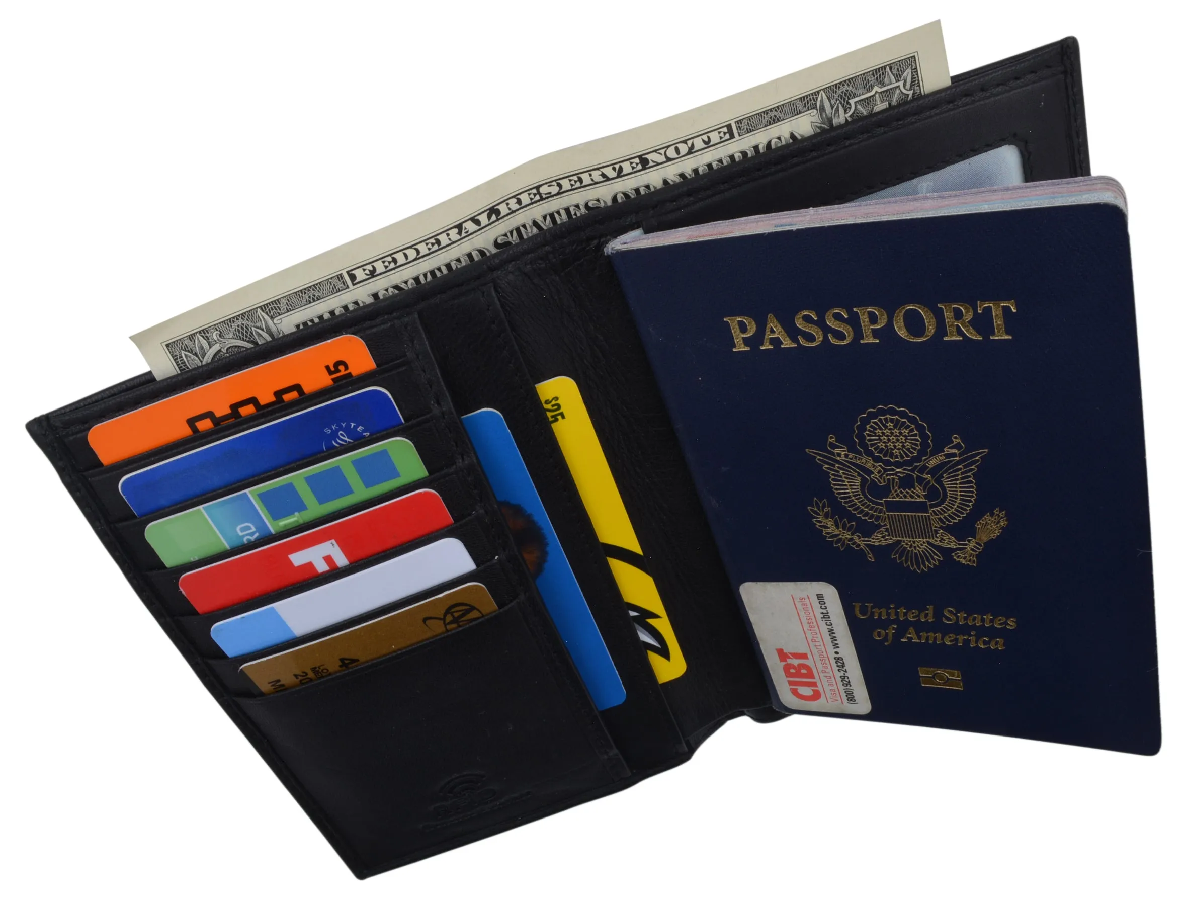 RFID Blocking Leather Passport Holder Wallet Cover Case Travel For Men and Women RFID751