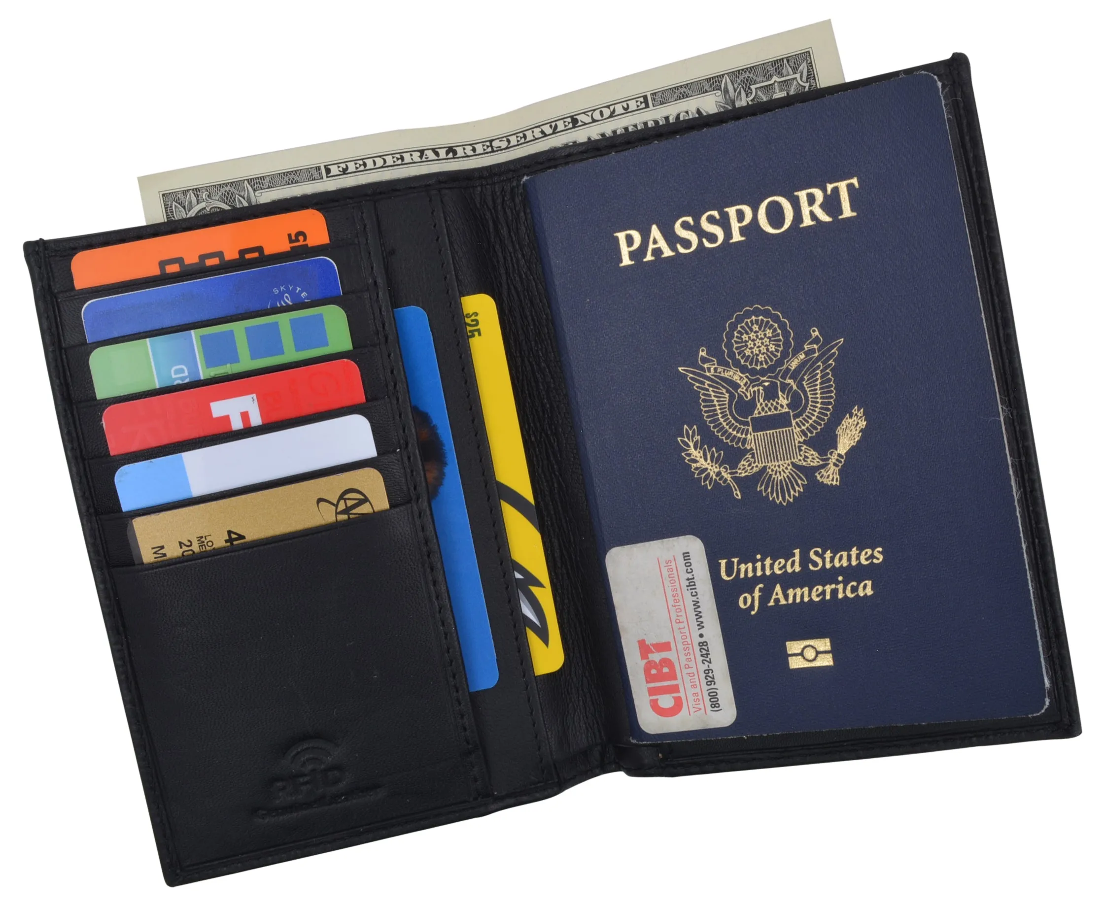 RFID Blocking Leather Passport Holder Wallet Cover Case Travel For Men and Women RFID751