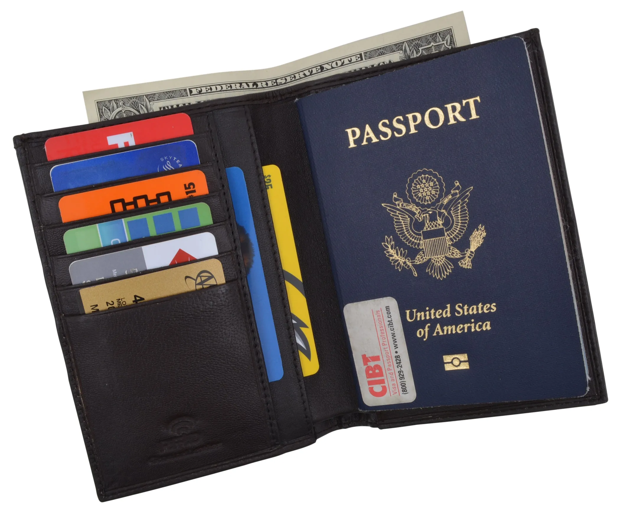 RFID Blocking Leather Passport Holder Wallet Cover Case Travel For Men and Women RFID751