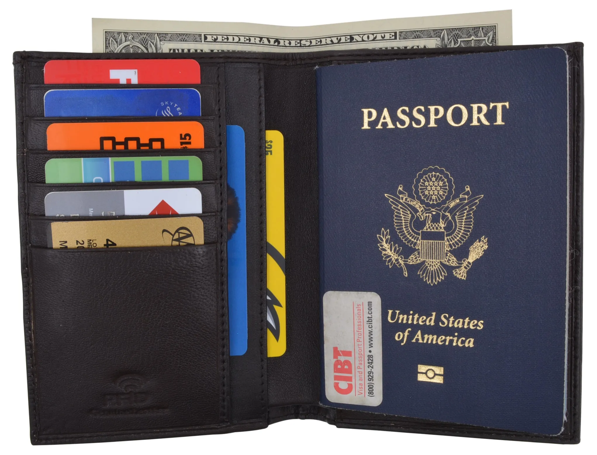 RFID Blocking Leather Passport Holder Wallet Cover Case Travel For Men and Women RFID751