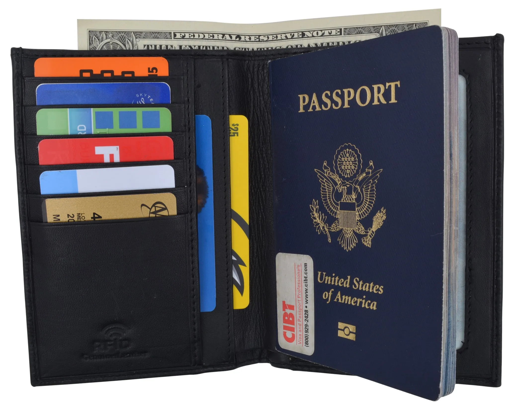 RFID Blocking Leather Passport Holder Wallet Cover Case Travel For Men and Women RFID751