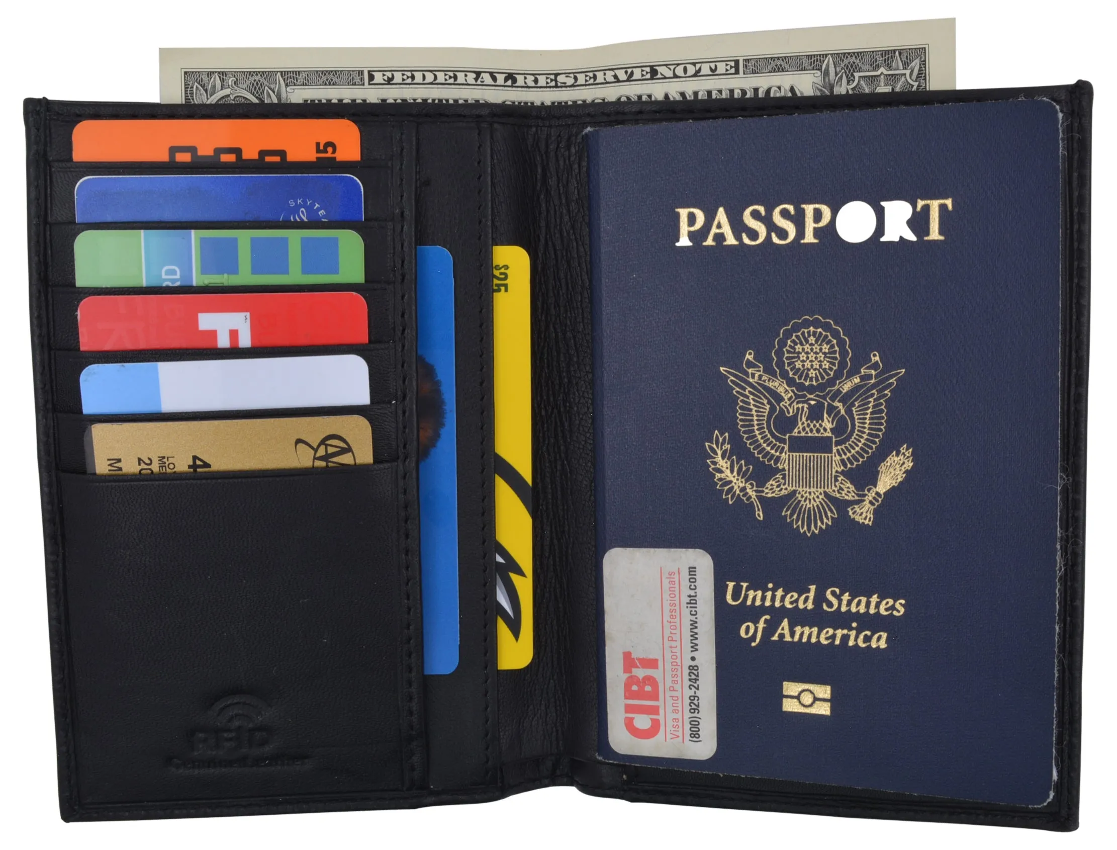 RFID Blocking Leather Passport Holder Wallet Cover Case Travel For Men and Women RFID751