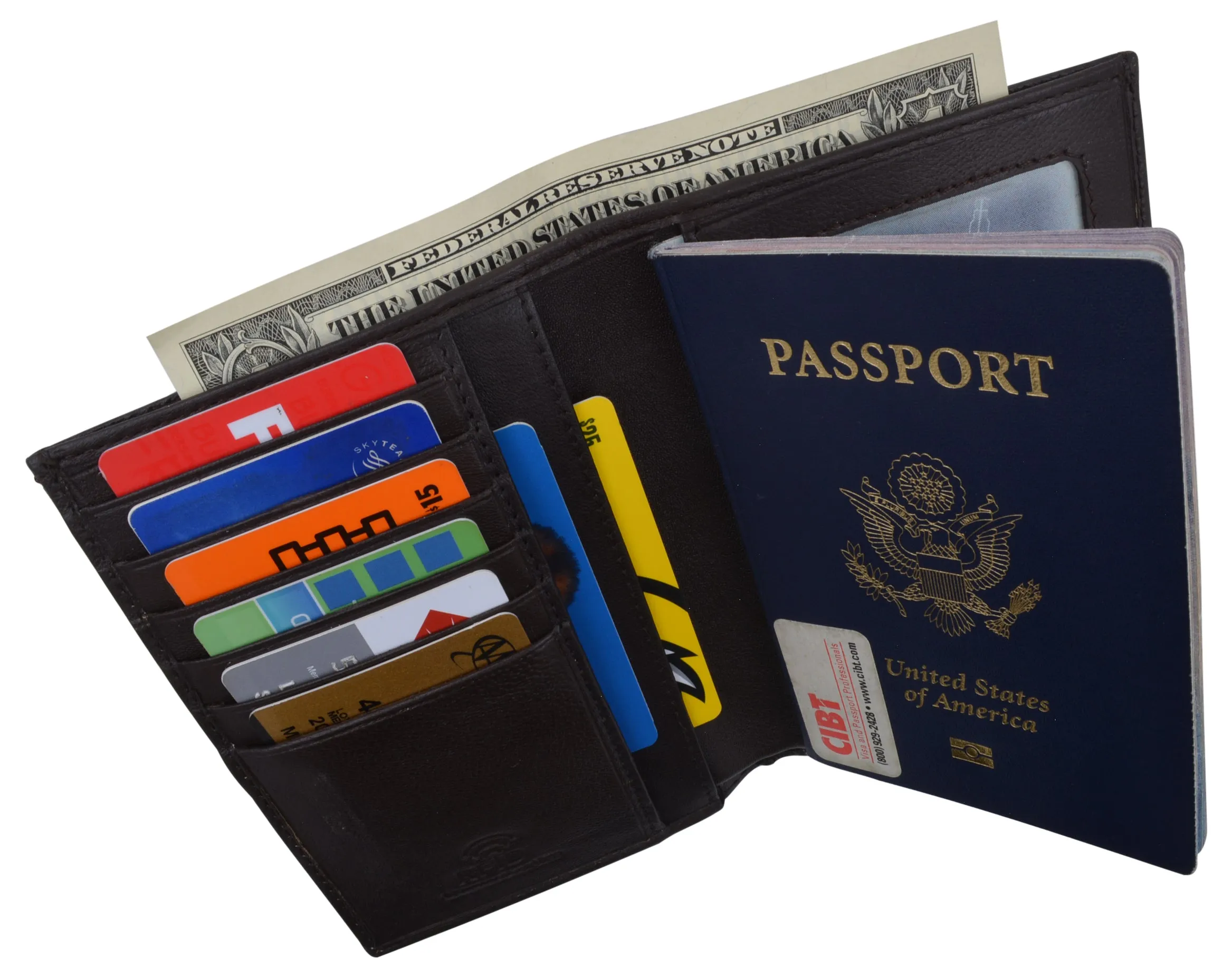 RFID Blocking Leather Passport Holder Wallet Cover Case Travel For Men and Women RFID751