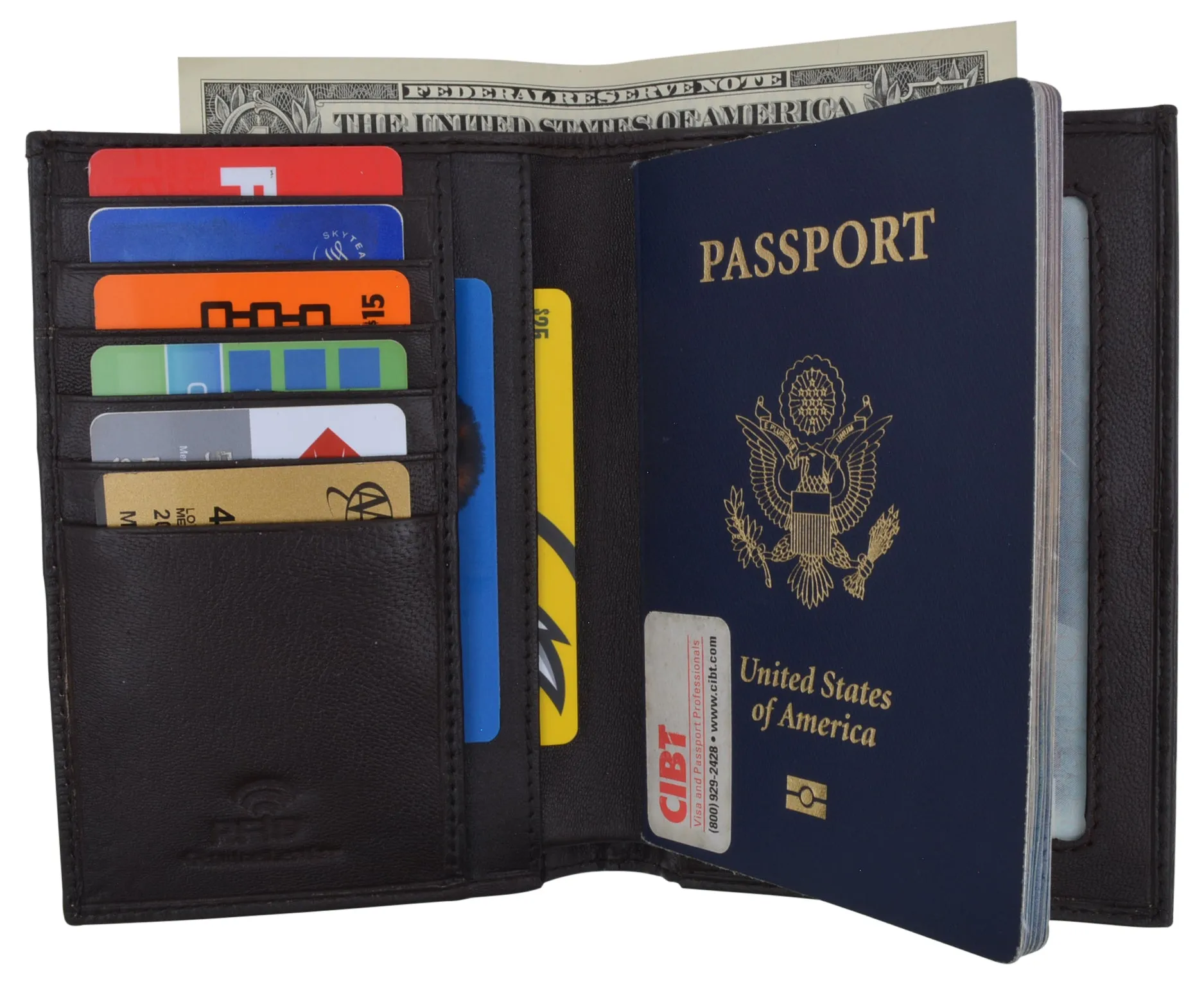 RFID Blocking Leather Passport Holder Wallet Cover Case Travel For Men and Women RFID751