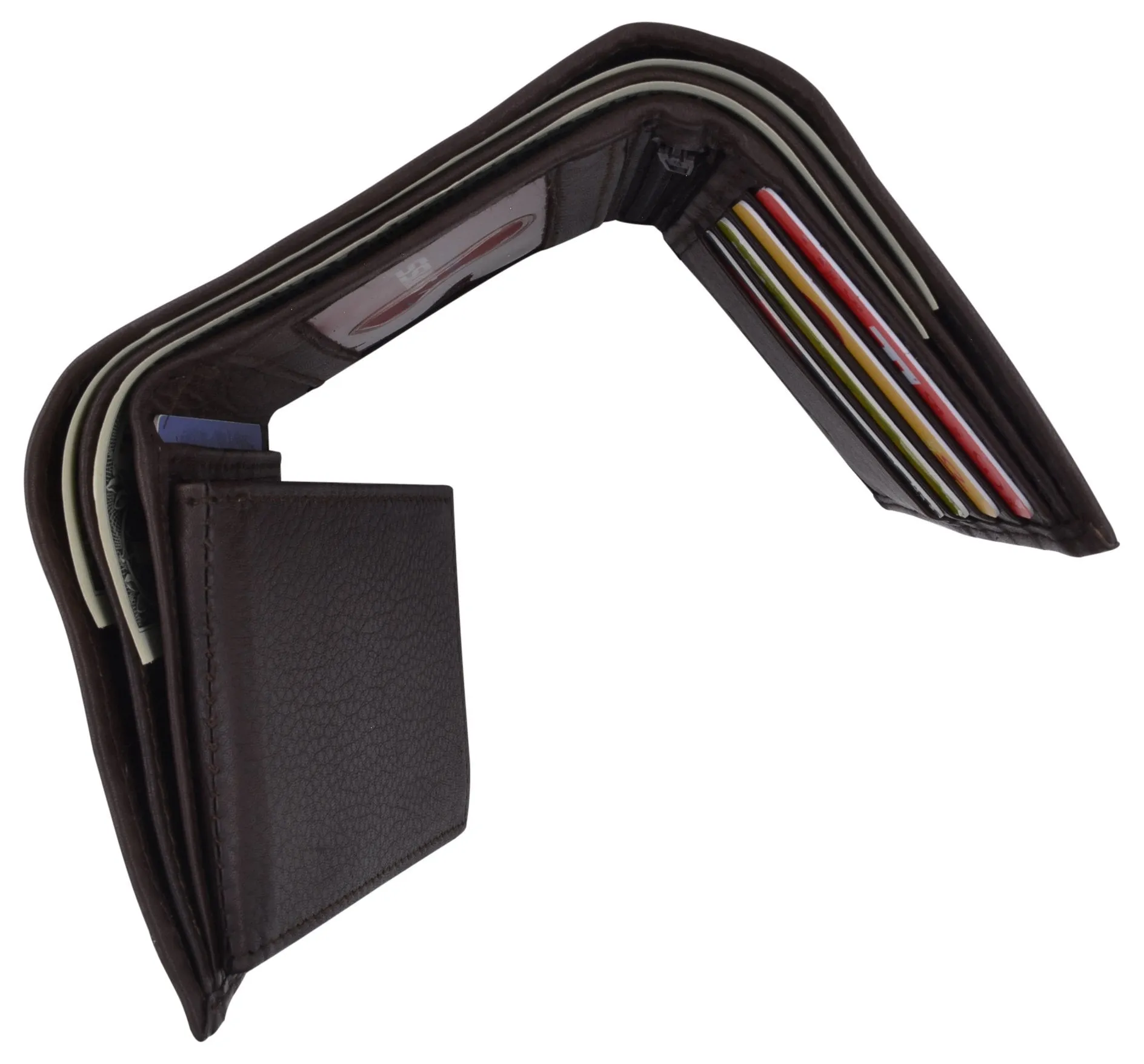 RFID Cow Napa Leather Trifold Credit Card Removable ID Windows Mens Wallet RFIDCN1107