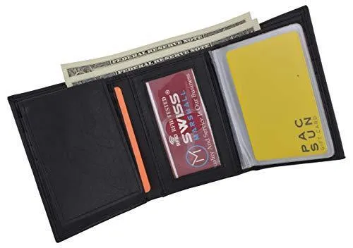 RFID Cow Napa Leather Trifold Credit Card Removable ID Windows Mens Wallet RFIDCN1107