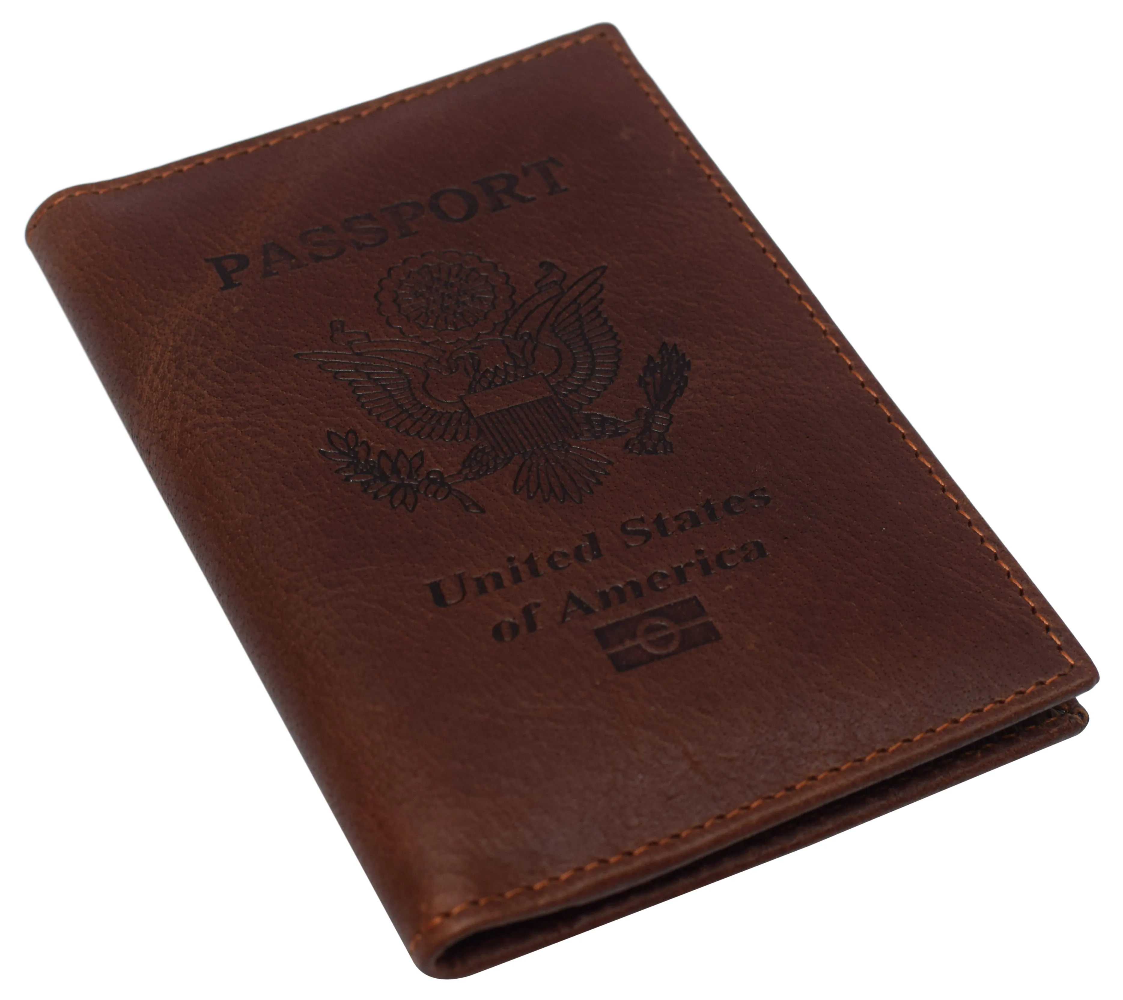 RFID520151NUTN Real Leather RFID Blocking Travel Passport Holder with Vaccine Card Slot