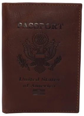 RFID520151NUTN Real Leather RFID Blocking Travel Passport Holder with Vaccine Card Slot