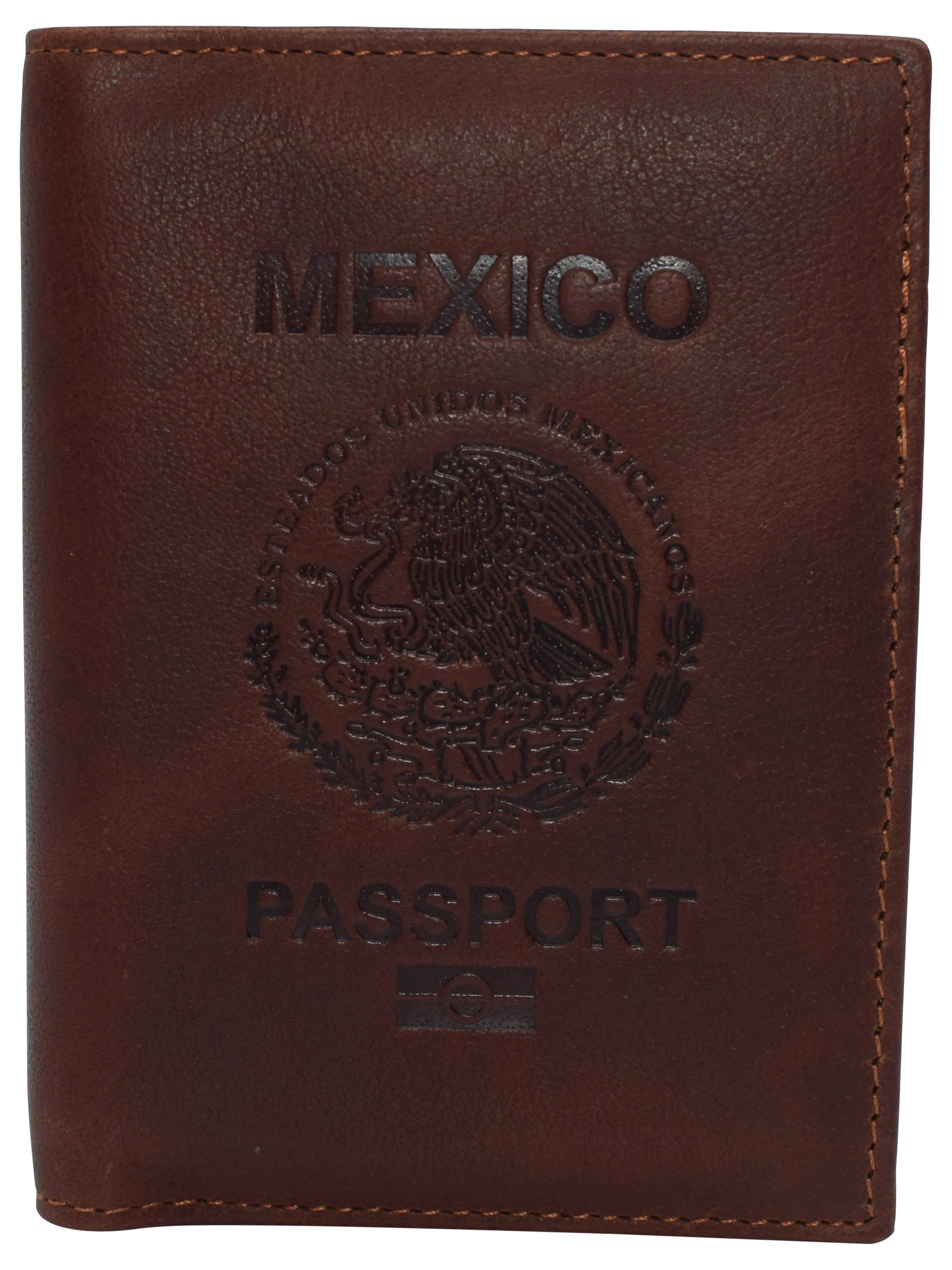 RFID520151NUTN Real Leather RFID Blocking Travel Passport Holder with Vaccine Card Slot