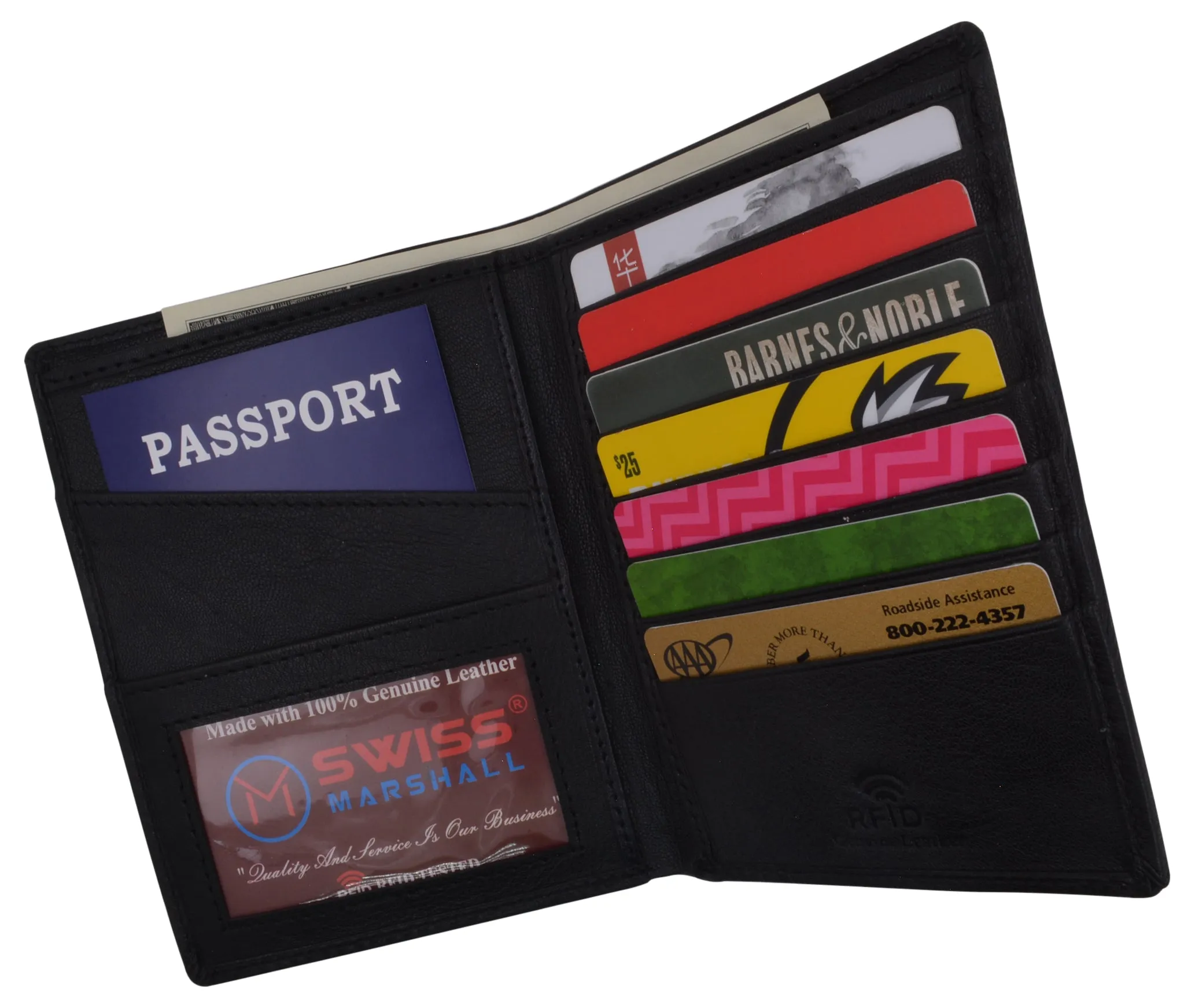 RFID851 RFID Blocking Leather Passport Holder Cover Case Travel Wallet