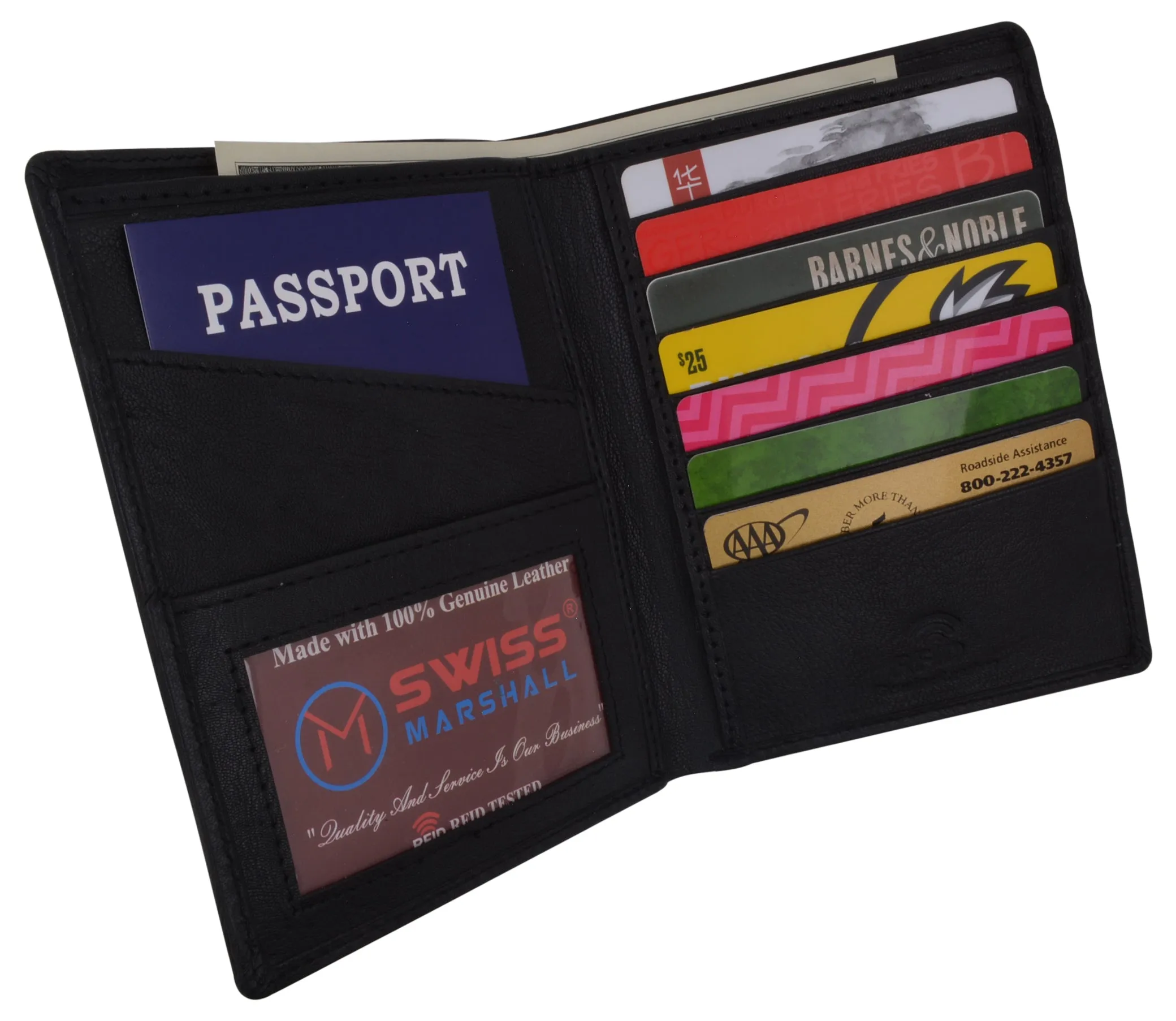 RFID851 RFID Blocking Leather Passport Holder Cover Case Travel Wallet