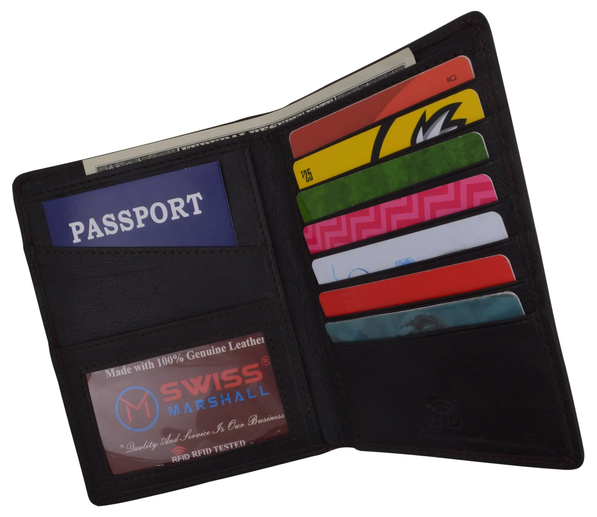 RFID851 RFID Blocking Leather Passport Holder Cover Case Travel Wallet