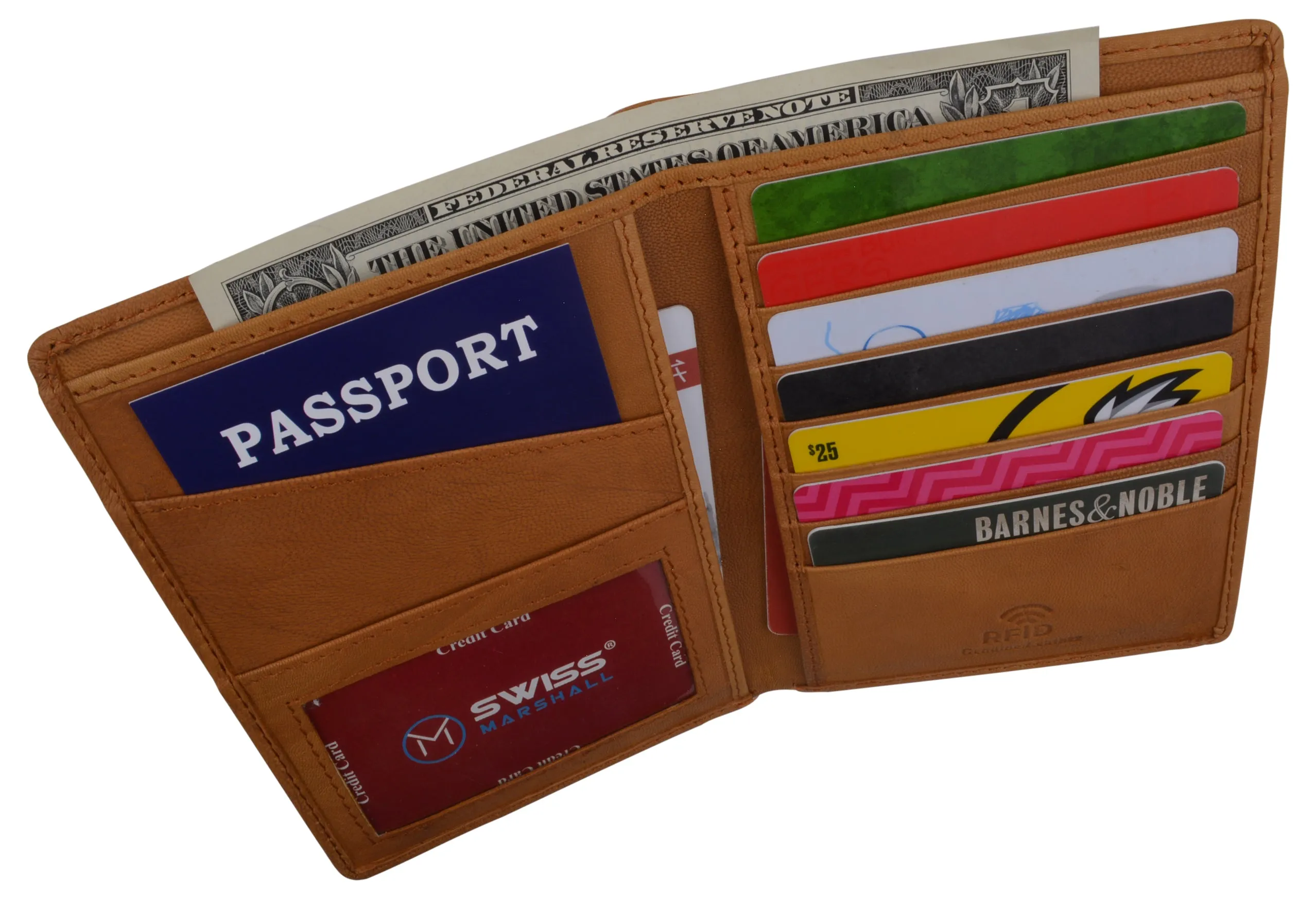 RFID851 RFID Blocking Leather Passport Holder Cover Case Travel Wallet