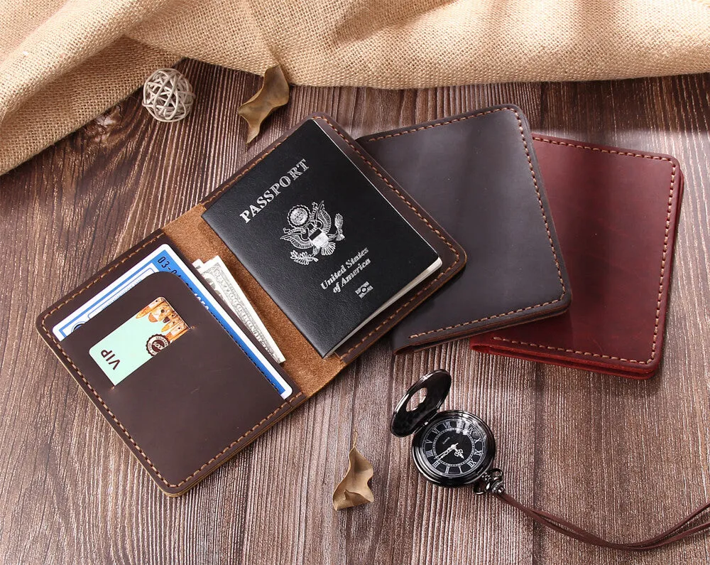 Robrasim Personalized Leather Travel Passport covers, Handmade Passport Wallet Holder