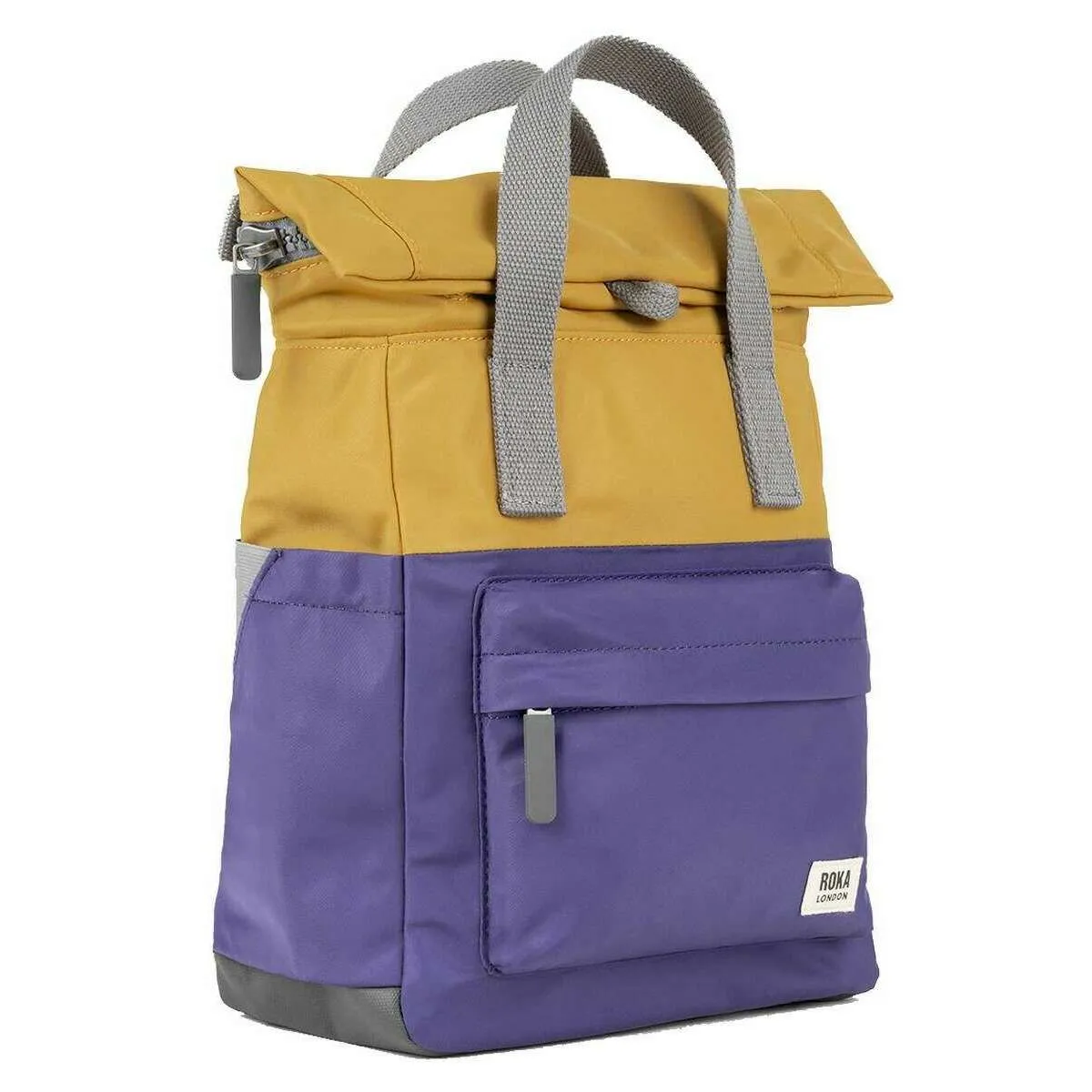 Roka Canfield B Small Creative Waste Two Tone Recycled Nylon Backpack - Corn Yellow/Mulberry Purple