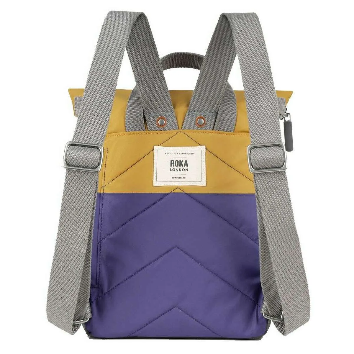 Roka Canfield B Small Creative Waste Two Tone Recycled Nylon Backpack - Corn Yellow/Mulberry Purple