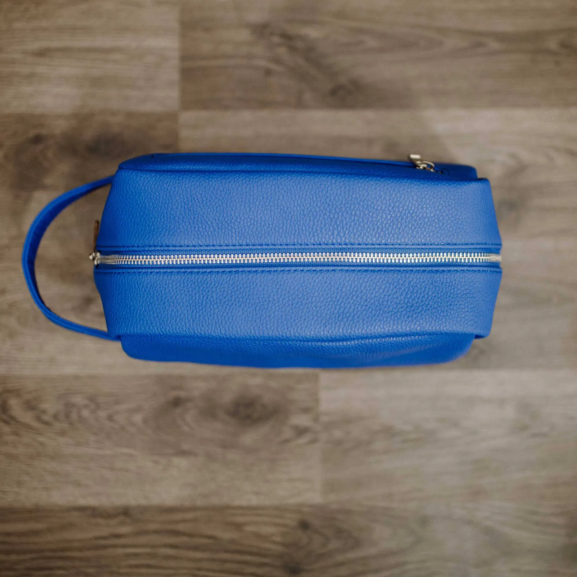 Royal Blue Leather Toiletry Bag