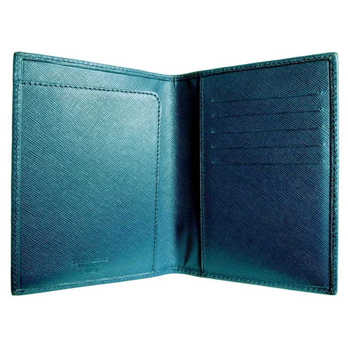 Saffiano Dual-Tone Passport Sleeve Blue-Teal