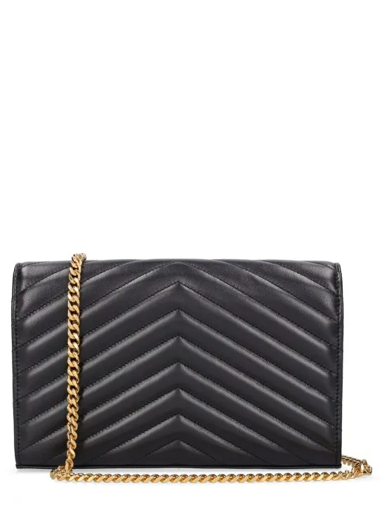 Saint Laurent   Cassandre embossed leather chain wallet 