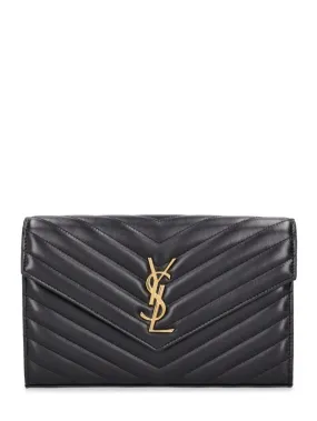 Saint Laurent   Cassandre embossed leather chain wallet 