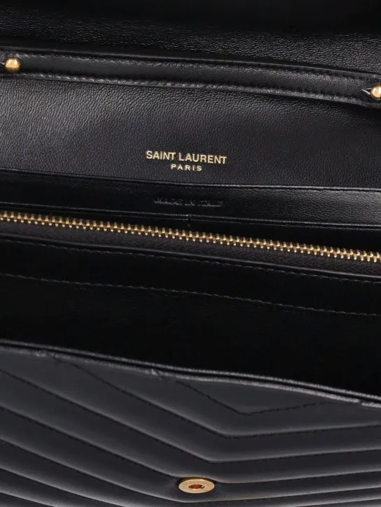 Saint Laurent   Cassandre embossed leather chain wallet 