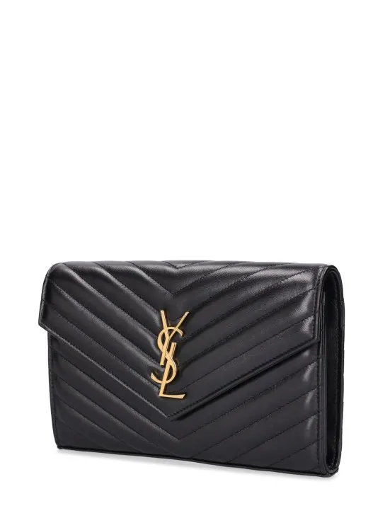 Saint Laurent   Cassandre embossed leather chain wallet 