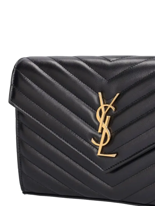 Saint Laurent   Cassandre embossed leather chain wallet 