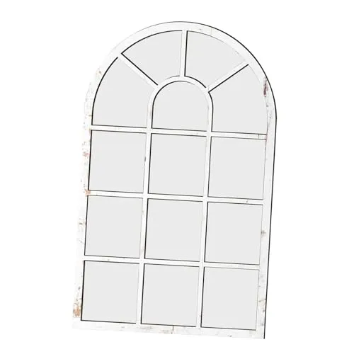 SECRET DESIRE Arched Window Wall Mirror Windowpane Arch Mirror for Vanity Bedroom Bathroom White