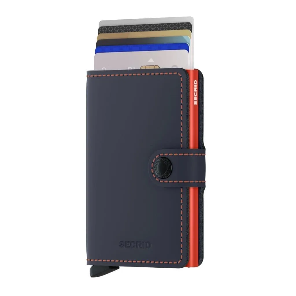 Secrid Miniwallet - Matte Nightblue & Orange Leather