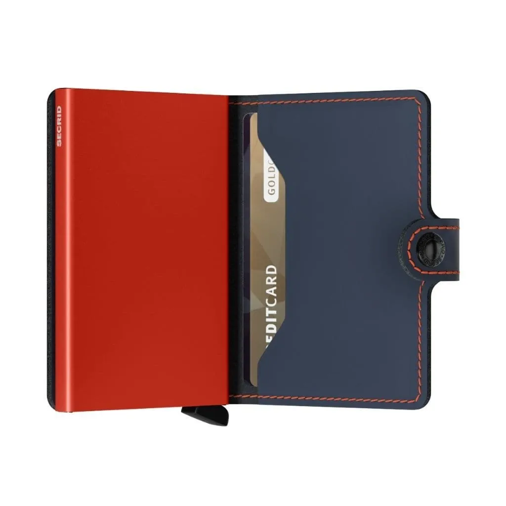 Secrid Miniwallet - Matte Nightblue & Orange Leather