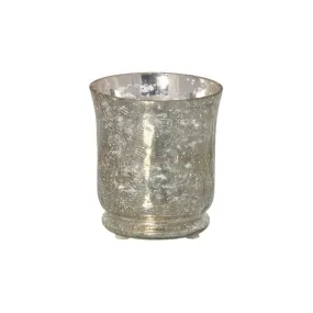 Silver Mirror Crackle Candle Holder - Medium