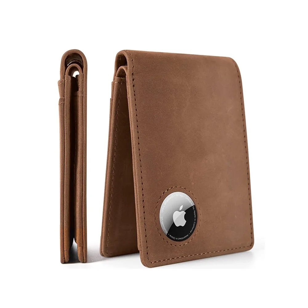 Sleek Genuine Leather AirTag Wallet