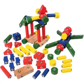 Snap-N-Play Wooden Building Set | 65-Piece Connectable Blocks