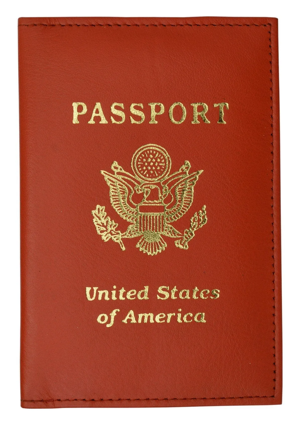 Soft Genuine Leather Passport Holder with a Fancy USA Logo - Unisex