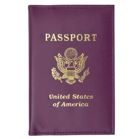 Soft Genuine Leather Passport Holder with a Fancy USA Logo - Unisex