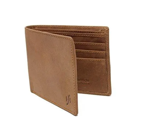 STARHIDE Mens Genuine Distressed Hunter Leather RFID Blocking Wallet 1140 Brown