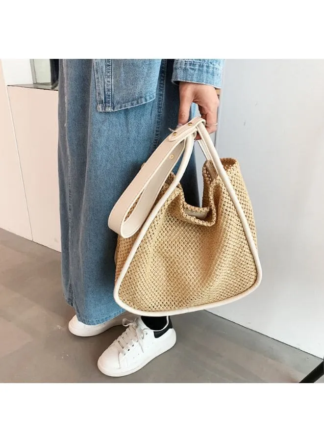 Straw Bag Medium Size Tote Bag with a Small bag inside