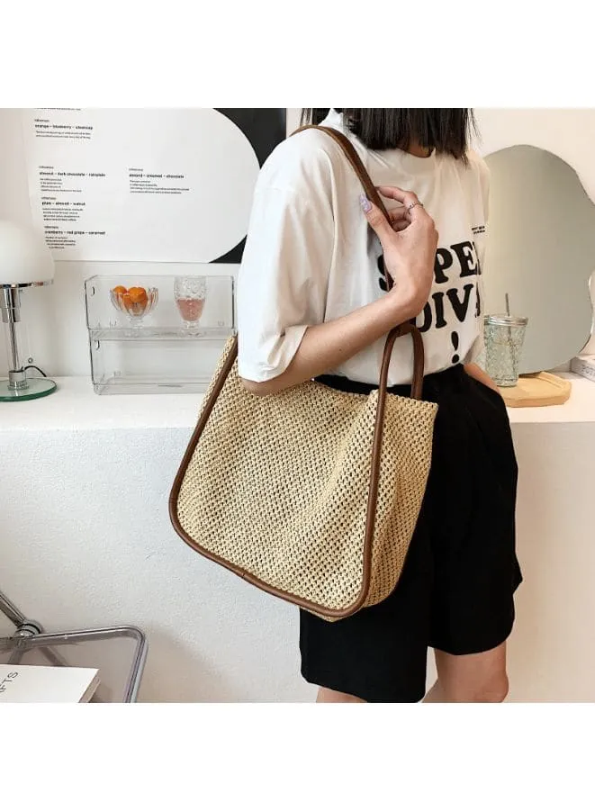 Straw Bag Medium Size Tote Bag with a Small bag inside