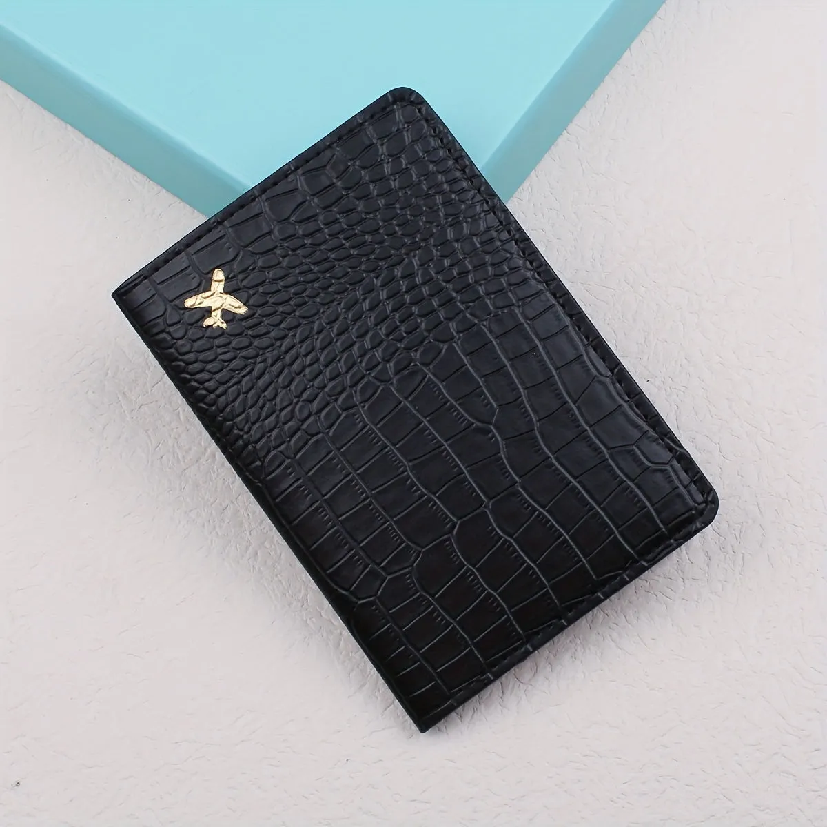 Stylish Crocodile Print PU Leather Travel Passport Holder