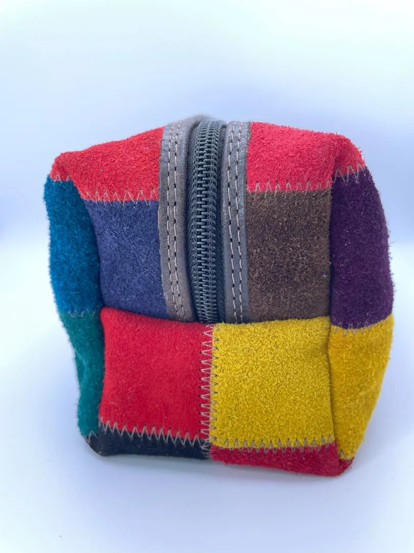 Suede Checkered Toiletry Bag, Bolivia