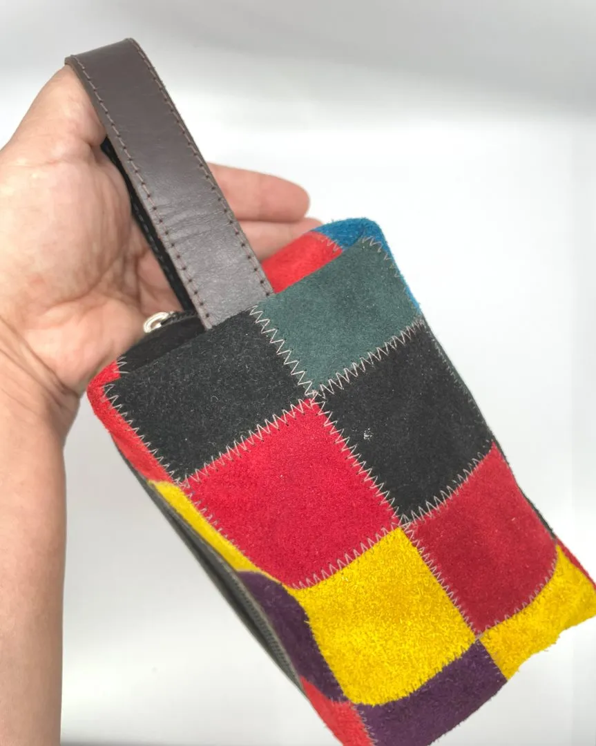 Suede Checkered Toiletry Bag, Bolivia