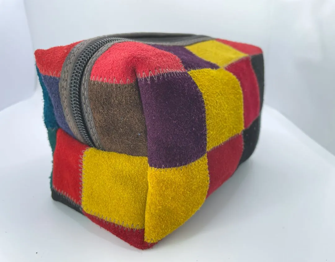 Suede Checkered Toiletry Bag, Bolivia