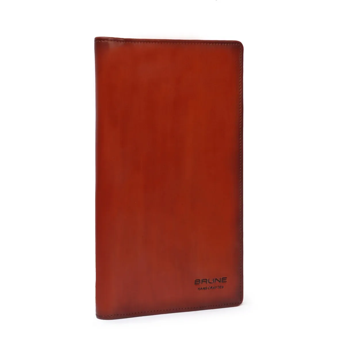 Tan Bi-Fold Multi pockets Document Holder with zip Closure By Brune & Bareskin