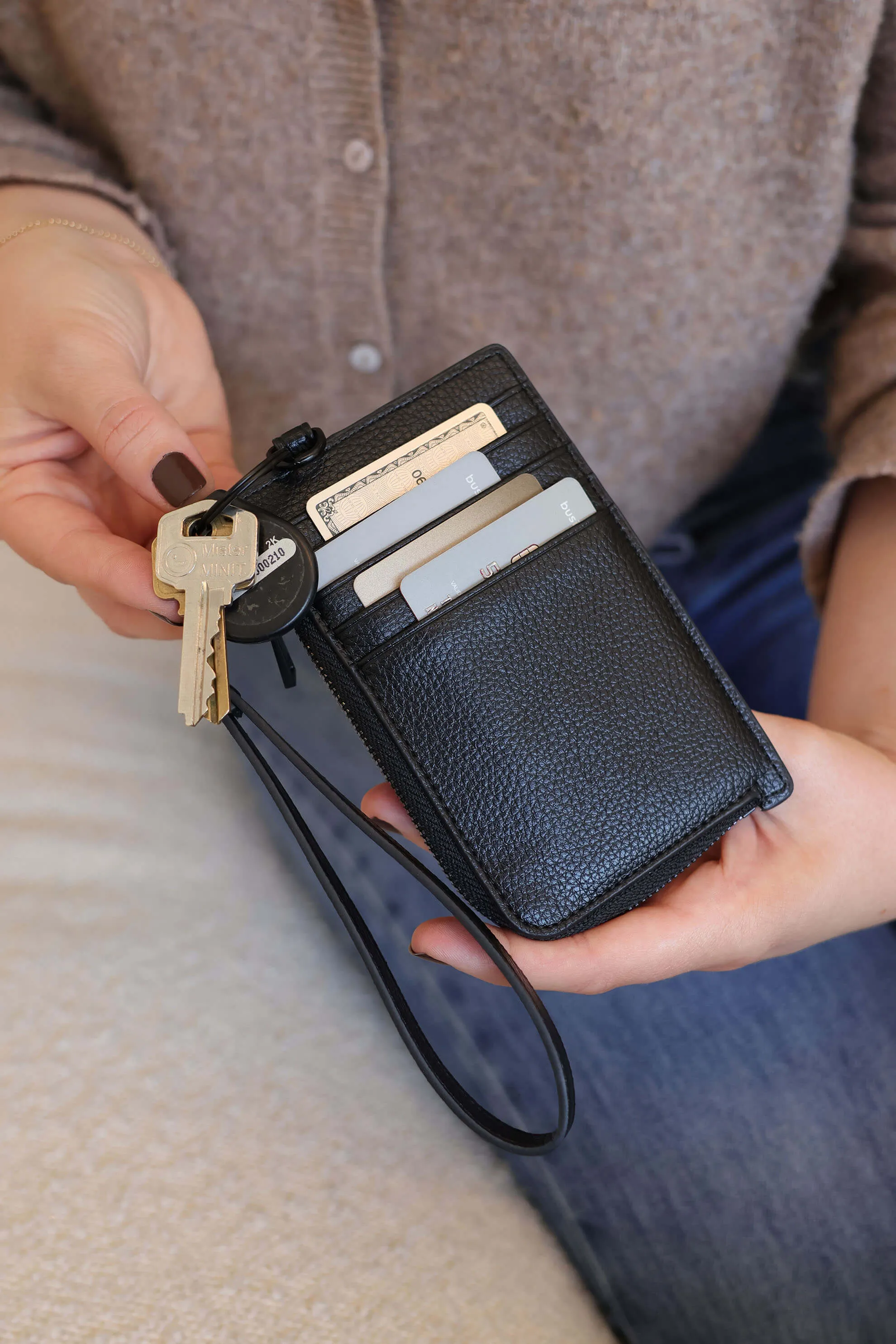 The Card Holder Wristlet Wallet (Black)