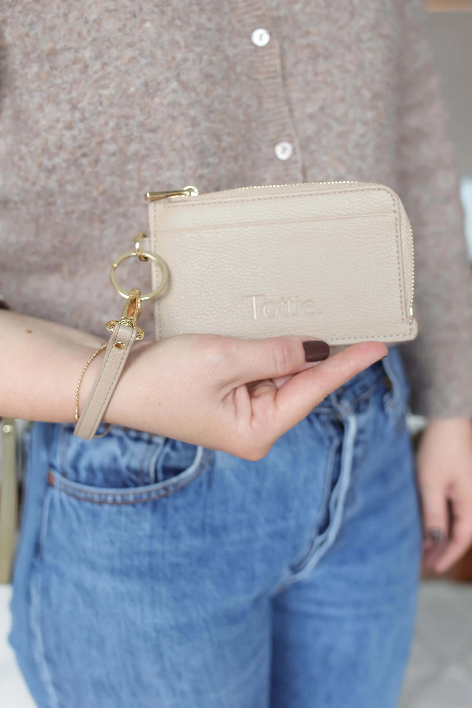 The Card Holder Wristlet Wallet (Stone)