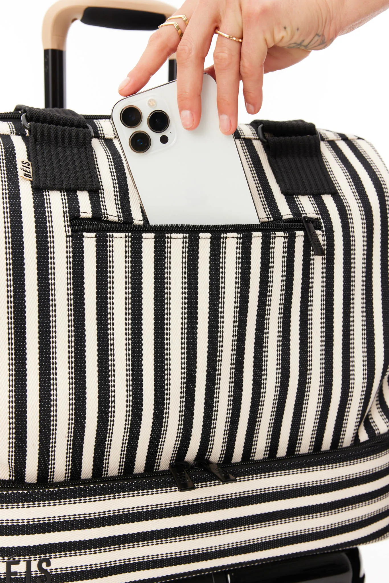 The Mini Weekender in Black Stripe