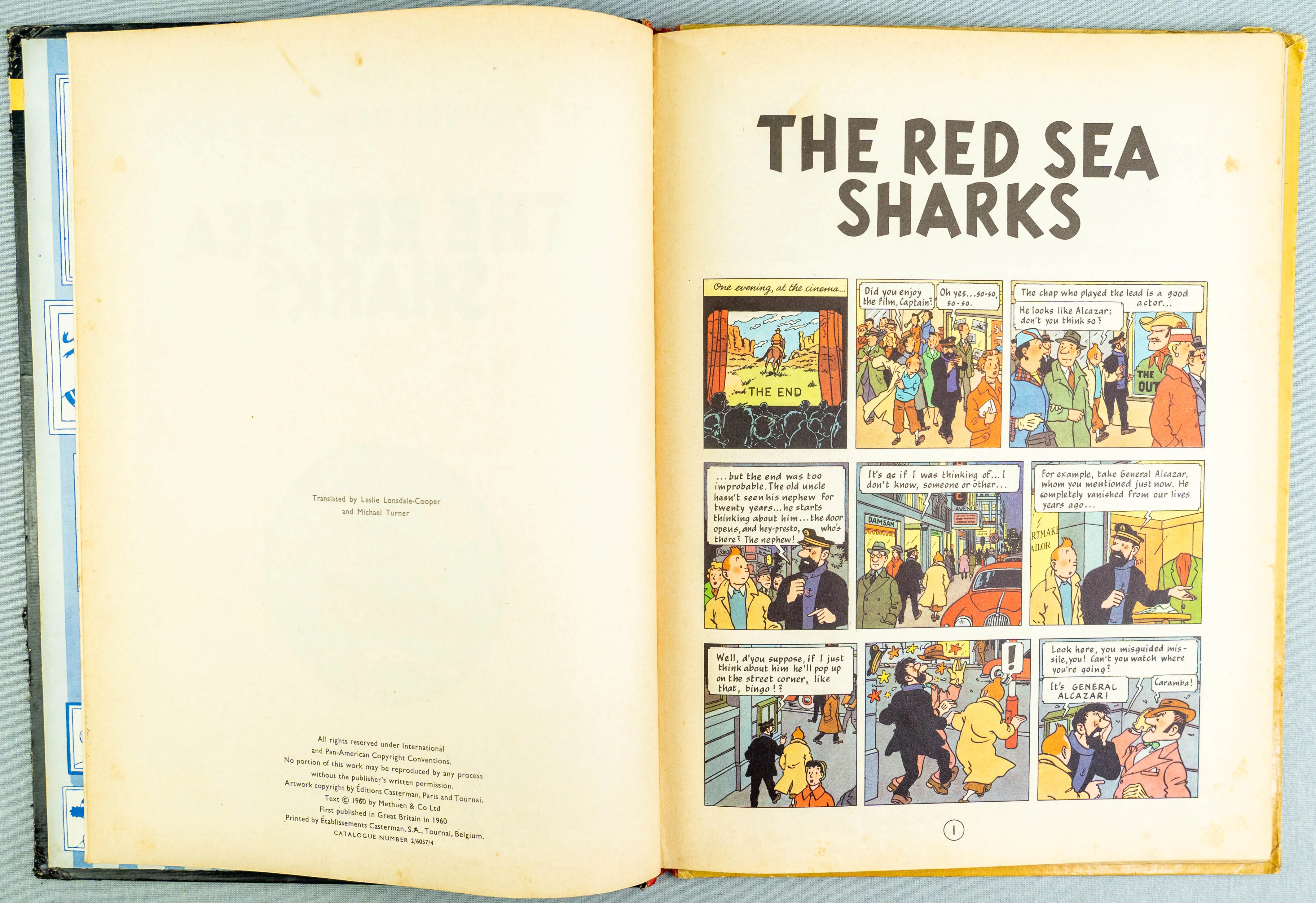 The Red Sea Sharks - Methuen 1960 1st UK Edition HB Rare Tintin book Herge EO