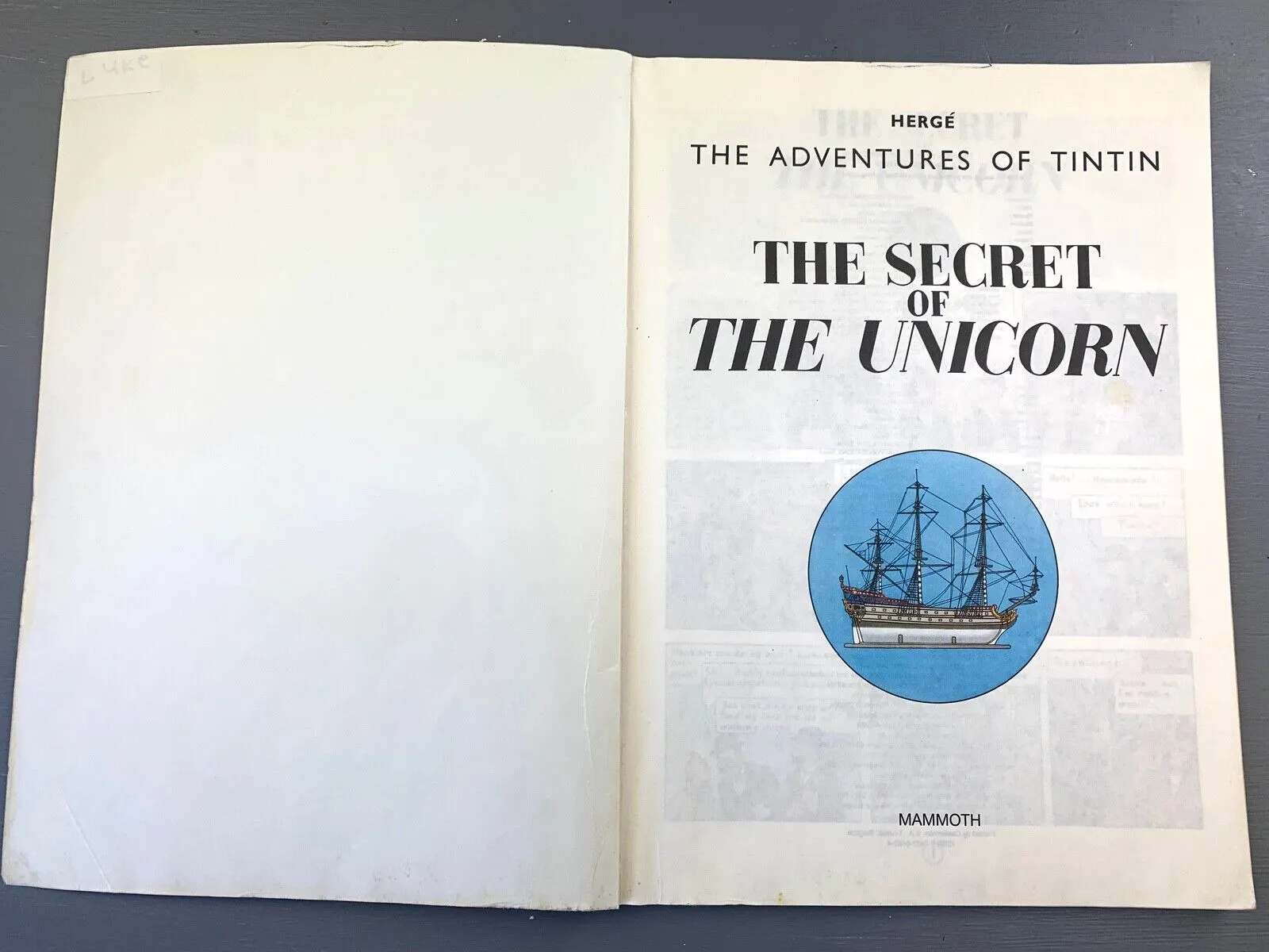 The Secret of the Unicorn - Tintin Mammoth UK Paperback Edition Book 1990s