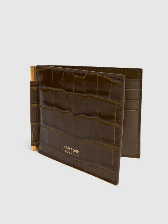 Tom Ford   Patent croc embossed clip wallet 